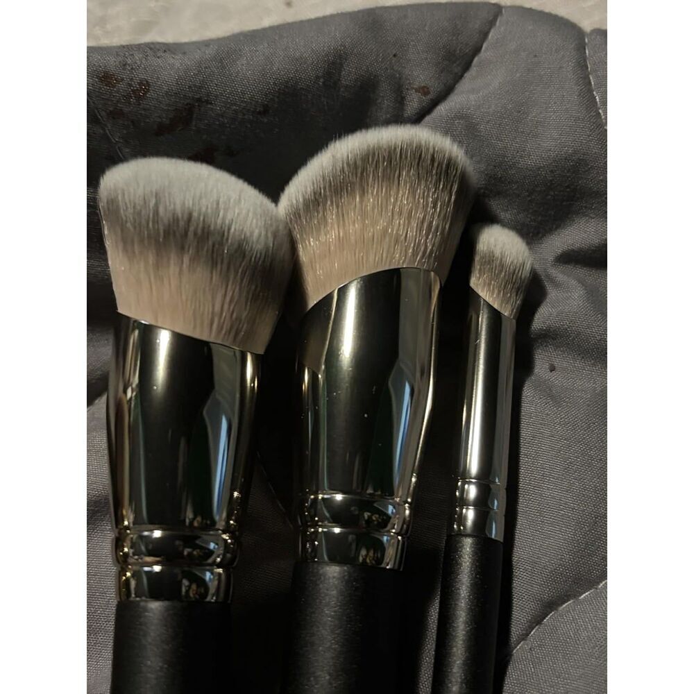 Teoyall 3Pieces Black 270S/370S Angled Synthetic Kabuki Cosmetic Brush Set